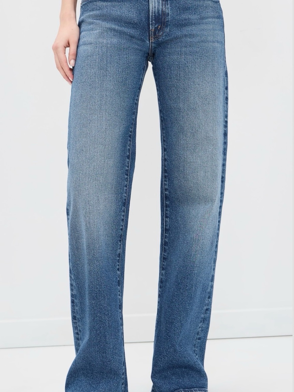 MOTHER Flared Wide-Leg Jeans in Medium Blue Wash
